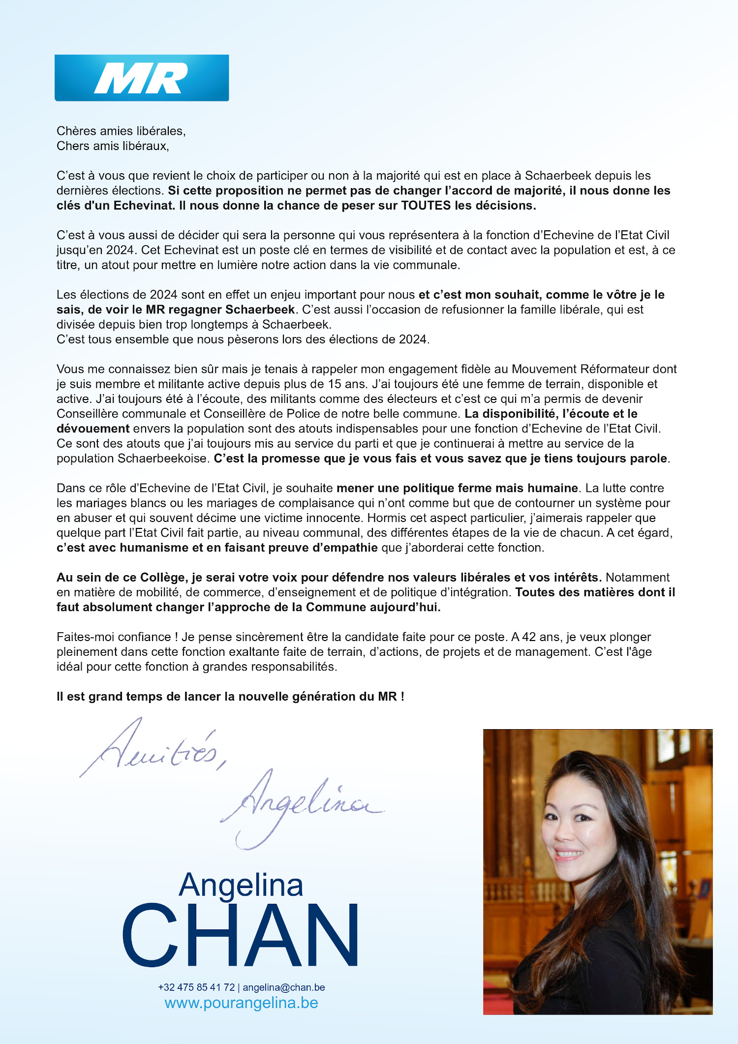 Angelina Chan Echevine à Schaerbeek